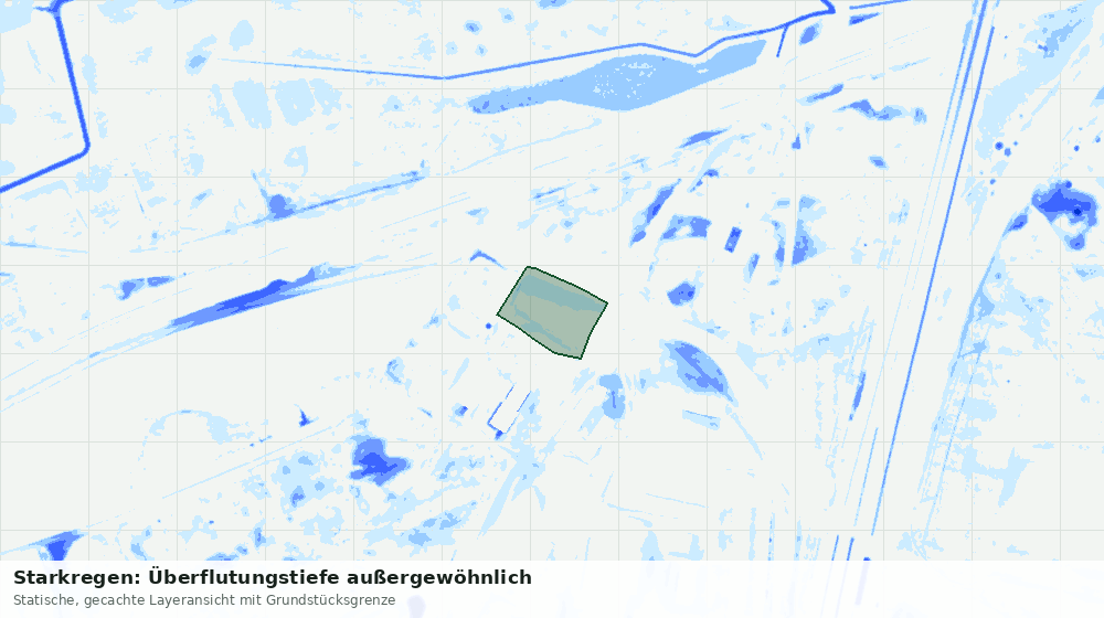 Statische Kartenansicht: Starkregen: Überflutungstiefe außergewöhnlich