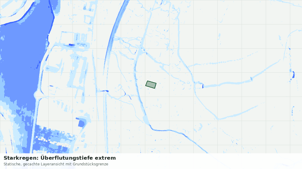 Statische Kartenansicht: Starkregen: Überflutungstiefe extrem