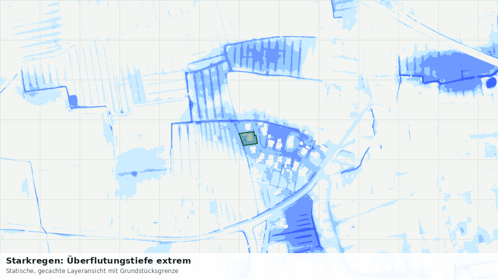 Statische Kartenansicht: Starkregen: Überflutungstiefe extrem