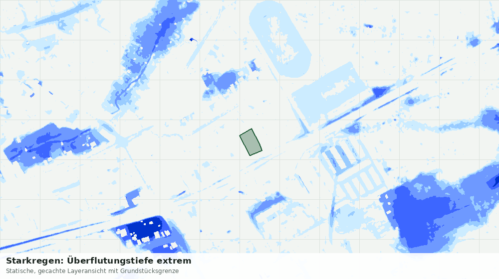 Statische Kartenansicht: Starkregen: Überflutungstiefe extrem