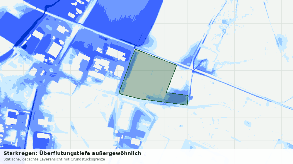Statische Kartenansicht: Starkregen: Überflutungstiefe außergewöhnlich