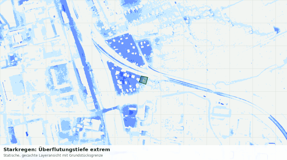 Statische Kartenansicht: Starkregen: Überflutungstiefe extrem