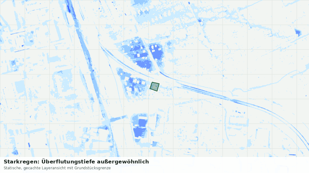 Statische Kartenansicht: Starkregen: Überflutungstiefe außergewöhnlich