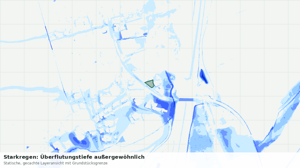 Statische Kartenansicht: Starkregen: Überflutungstiefe außergewöhnlich