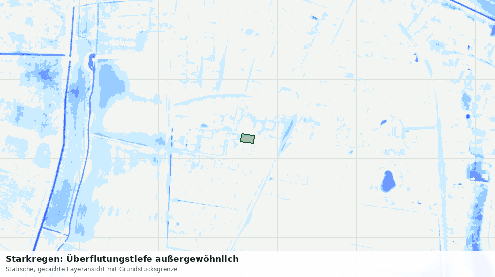 Statische Kartenansicht: Starkregen: Überflutungstiefe außergewöhnlich