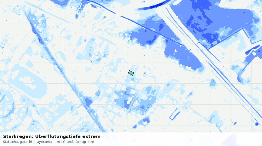 Statische Kartenansicht: Starkregen: Überflutungstiefe extrem