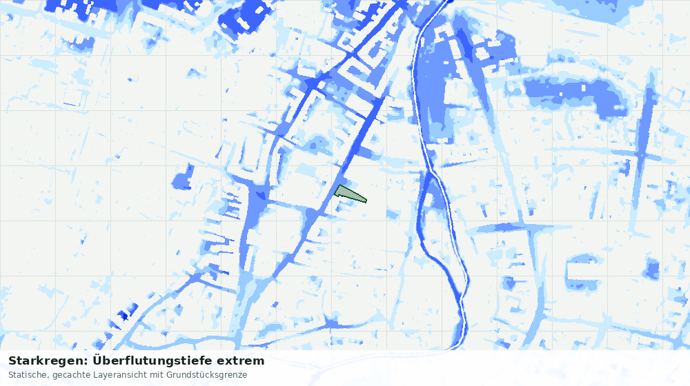Statische Kartenansicht: Starkregen: Überflutungstiefe extrem