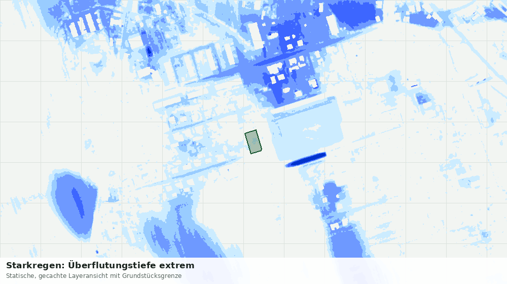 Statische Kartenansicht: Starkregen: Überflutungstiefe extrem
