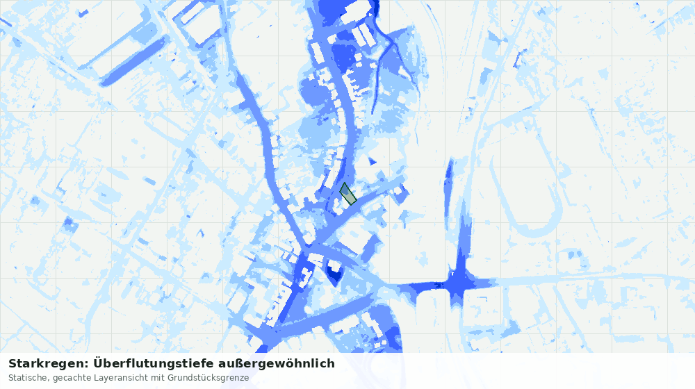 Statische Kartenansicht: Starkregen: Überflutungstiefe außergewöhnlich