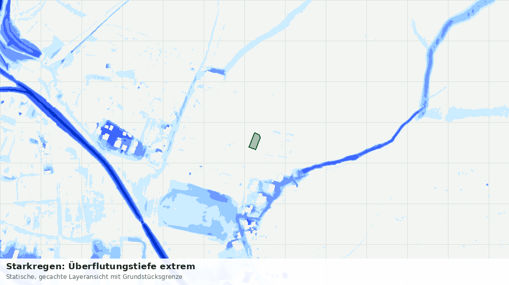 Statische Kartenansicht: Starkregen: Überflutungstiefe extrem