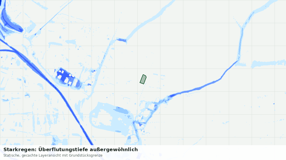 Statische Kartenansicht: Starkregen: Überflutungstiefe außergewöhnlich