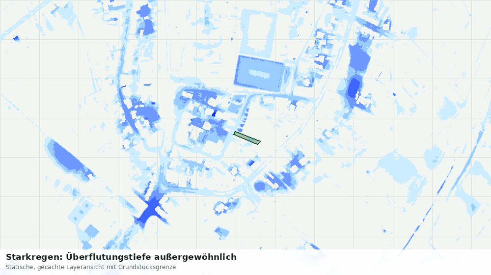 Statische Kartenansicht: Starkregen: Überflutungstiefe außergewöhnlich