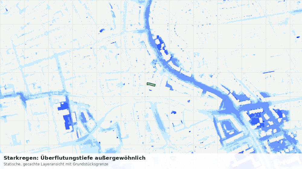 Statische Kartenansicht: Starkregen: Überflutungstiefe außergewöhnlich