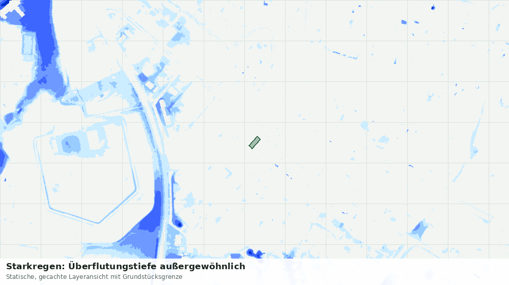 Statische Kartenansicht: Starkregen: Überflutungstiefe außergewöhnlich