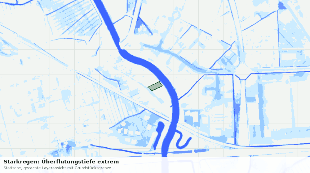Statische Kartenansicht: Starkregen: Überflutungstiefe extrem