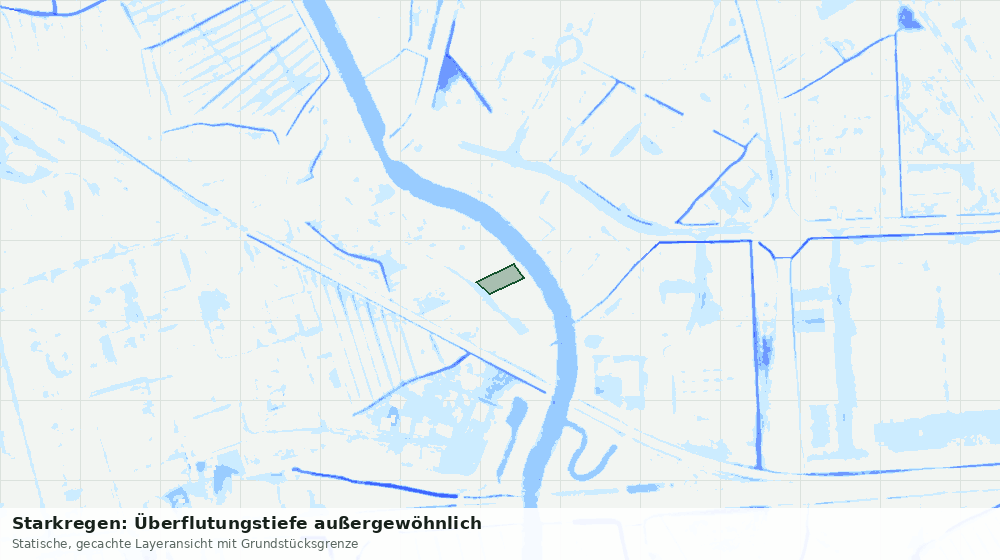 Statische Kartenansicht: Starkregen: Überflutungstiefe außergewöhnlich