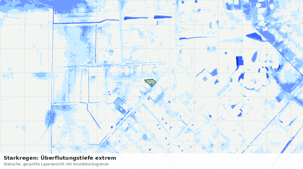 Statische Kartenansicht: Starkregen: Überflutungstiefe extrem