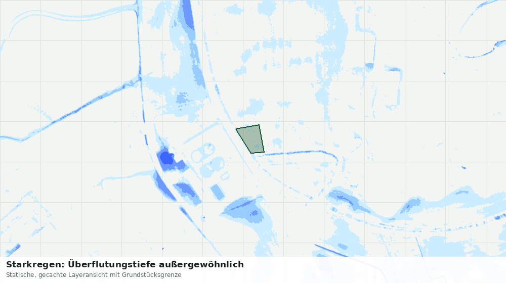 Statische Kartenansicht: Starkregen: Überflutungstiefe außergewöhnlich