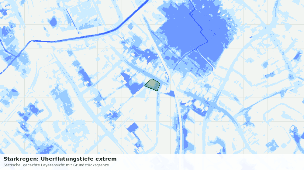 Statische Kartenansicht: Starkregen: Überflutungstiefe extrem