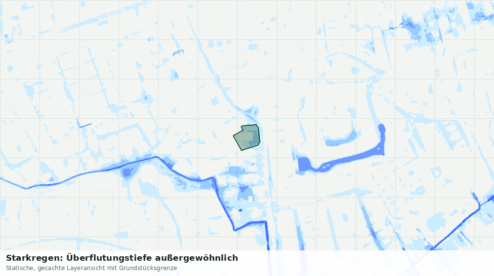 Statische Kartenansicht: Starkregen: Überflutungstiefe außergewöhnlich