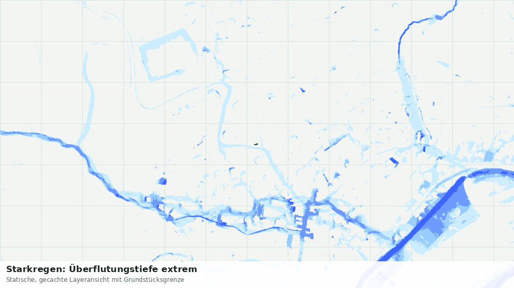 Statische Kartenansicht: Starkregen: Überflutungstiefe extrem