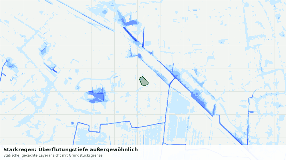 Statische Kartenansicht: Starkregen: Überflutungstiefe außergewöhnlich