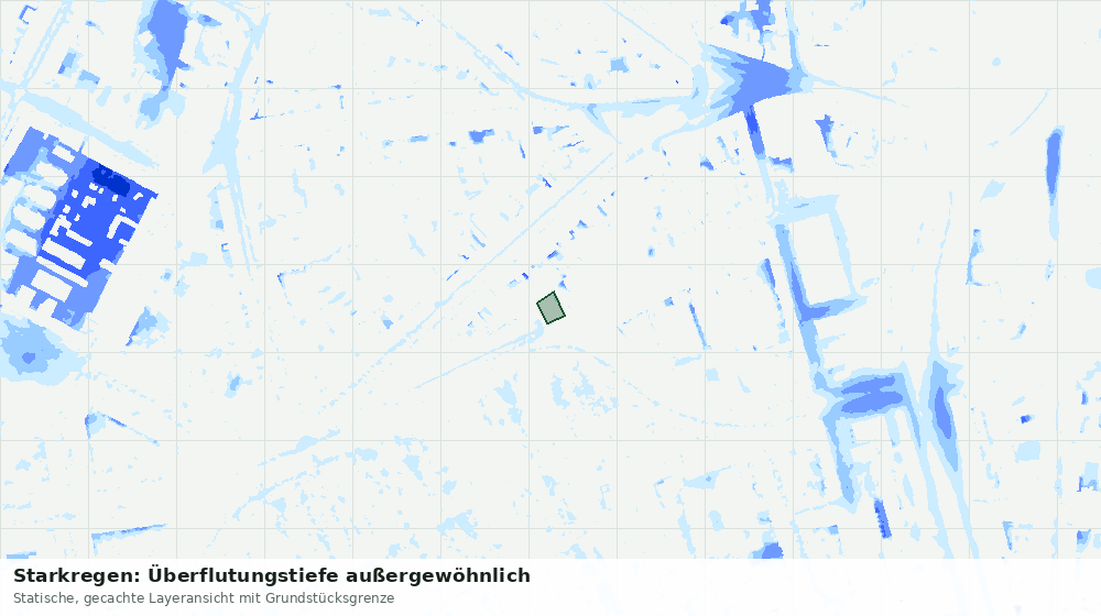 Statische Kartenansicht: Starkregen: Überflutungstiefe außergewöhnlich