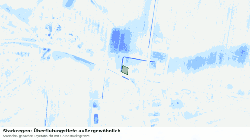 Statische Kartenansicht: Starkregen: Überflutungstiefe außergewöhnlich