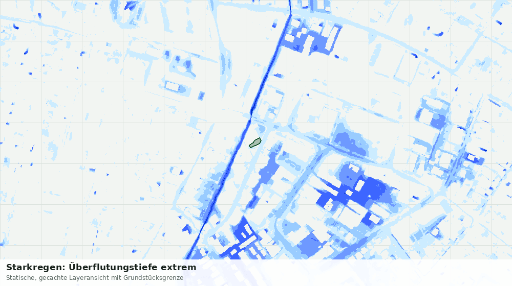 Statische Kartenansicht: Starkregen: Überflutungstiefe extrem