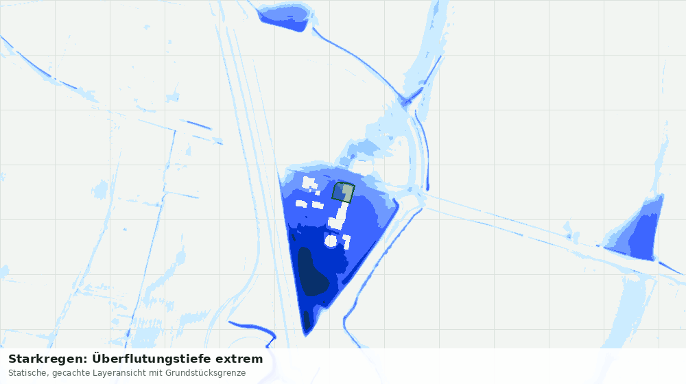 Statische Kartenansicht: Starkregen: Überflutungstiefe extrem