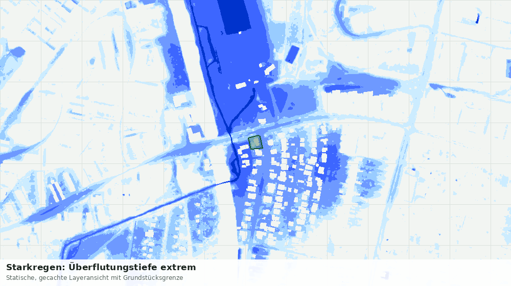 Statische Kartenansicht: Starkregen: Überflutungstiefe extrem