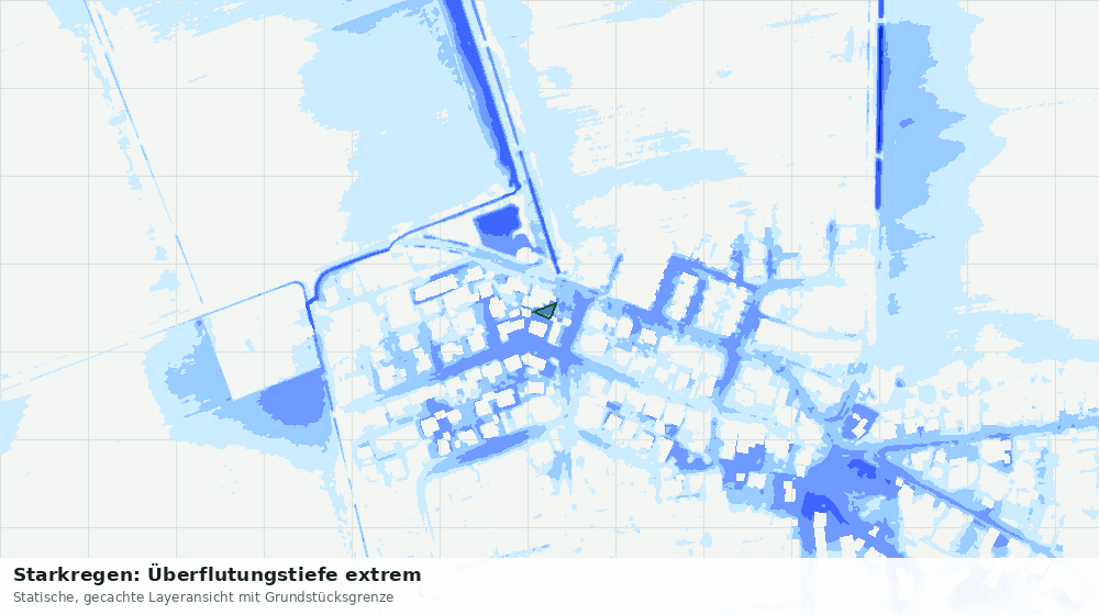 Statische Kartenansicht: Starkregen: Überflutungstiefe extrem