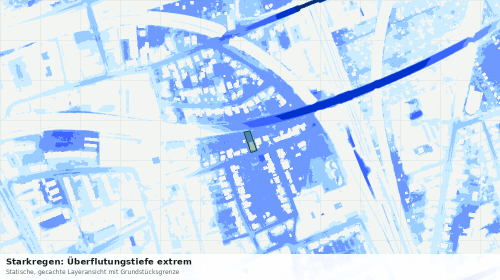 Statische Kartenansicht: Starkregen: Überflutungstiefe extrem