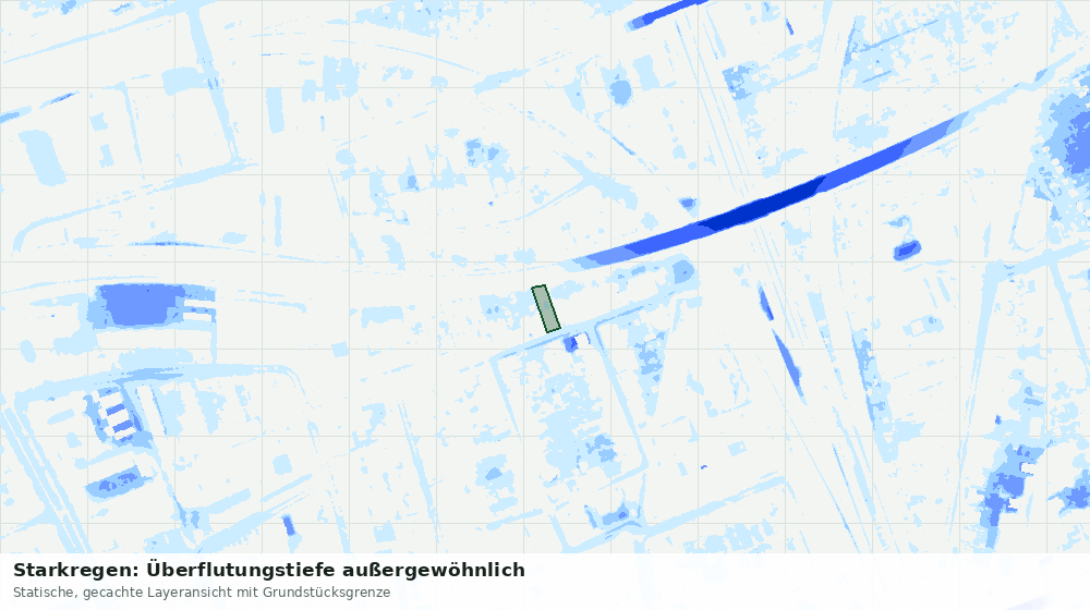 Statische Kartenansicht: Starkregen: Überflutungstiefe außergewöhnlich