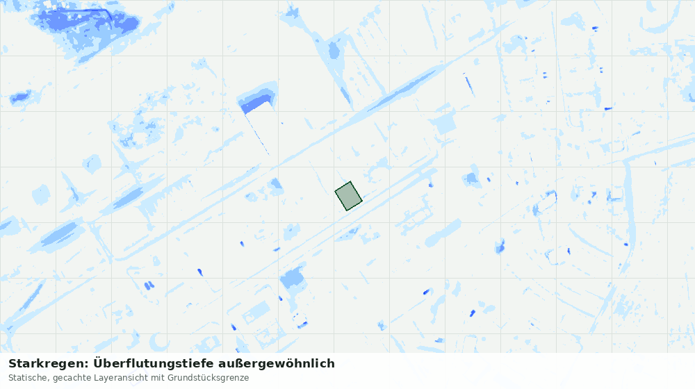Statische Kartenansicht: Starkregen: Überflutungstiefe außergewöhnlich