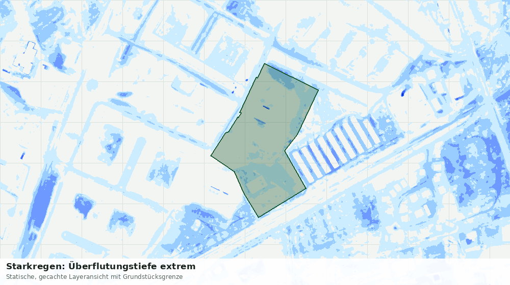 Statische Kartenansicht: Starkregen: Überflutungstiefe extrem