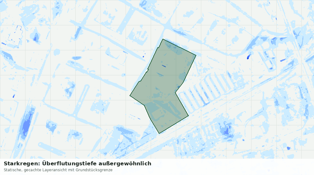 Statische Kartenansicht: Starkregen: Überflutungstiefe außergewöhnlich