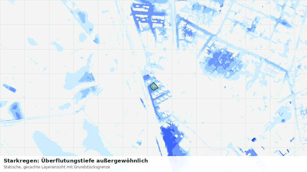 Statische Kartenansicht: Starkregen: Überflutungstiefe außergewöhnlich
