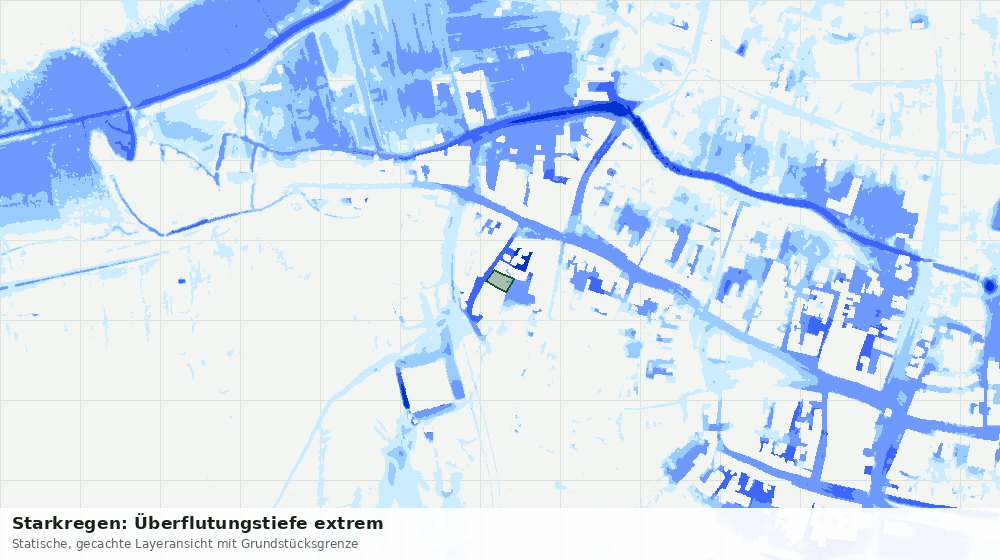 Statische Kartenansicht: Starkregen: Überflutungstiefe extrem
