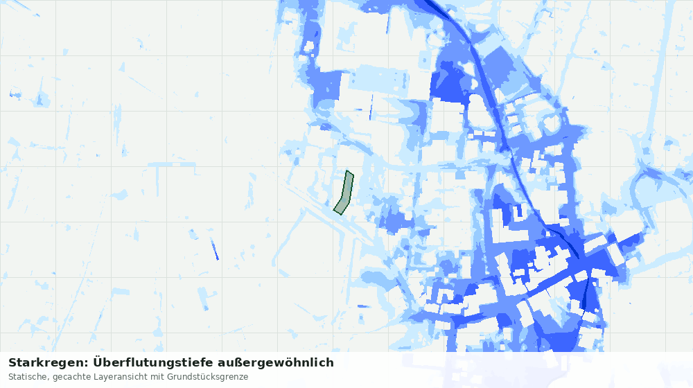 Statische Kartenansicht: Starkregen: Überflutungstiefe außergewöhnlich