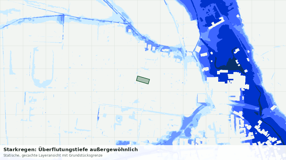 Statische Kartenansicht: Starkregen: Überflutungstiefe außergewöhnlich