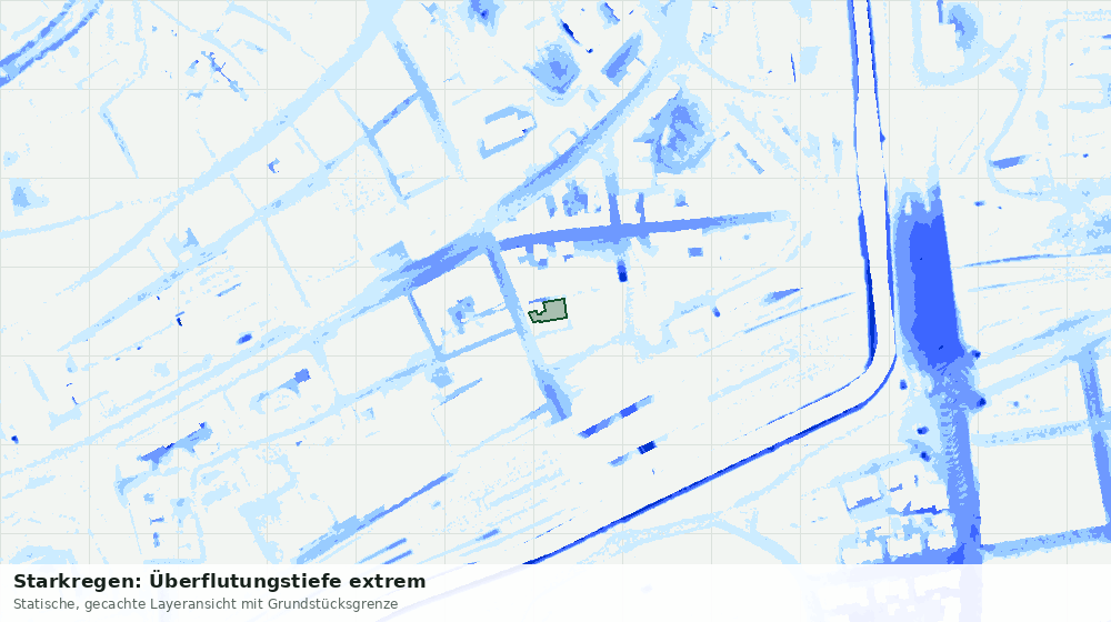 Statische Kartenansicht: Starkregen: Überflutungstiefe extrem