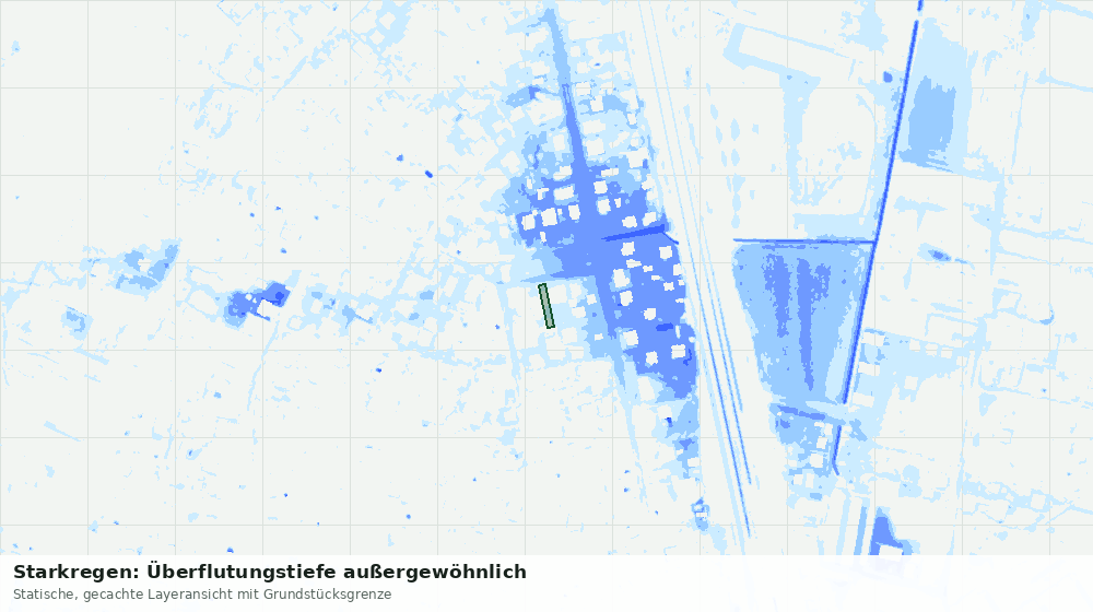 Statische Kartenansicht: Starkregen: Überflutungstiefe außergewöhnlich