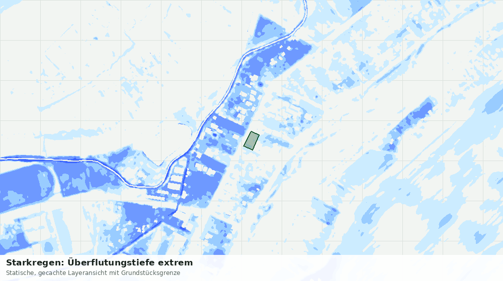 Statische Kartenansicht: Starkregen: Überflutungstiefe extrem