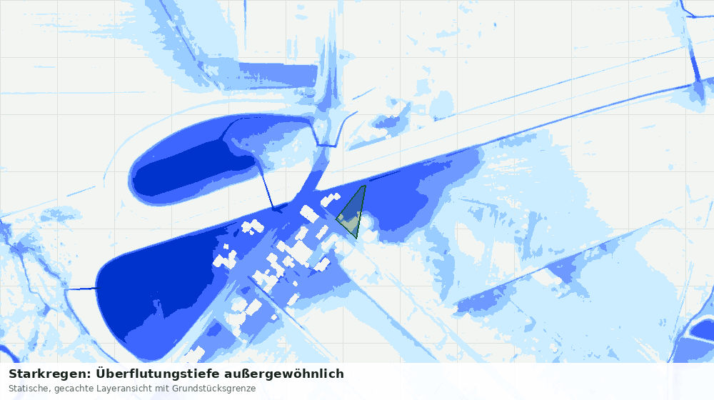 Statische Kartenansicht: Starkregen: Überflutungstiefe außergewöhnlich
