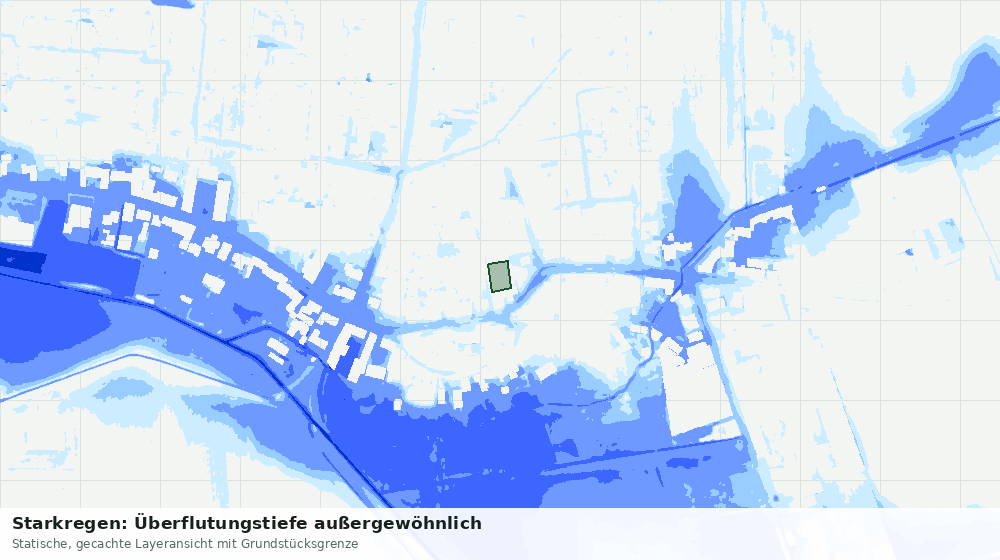 Statische Kartenansicht: Starkregen: Überflutungstiefe außergewöhnlich