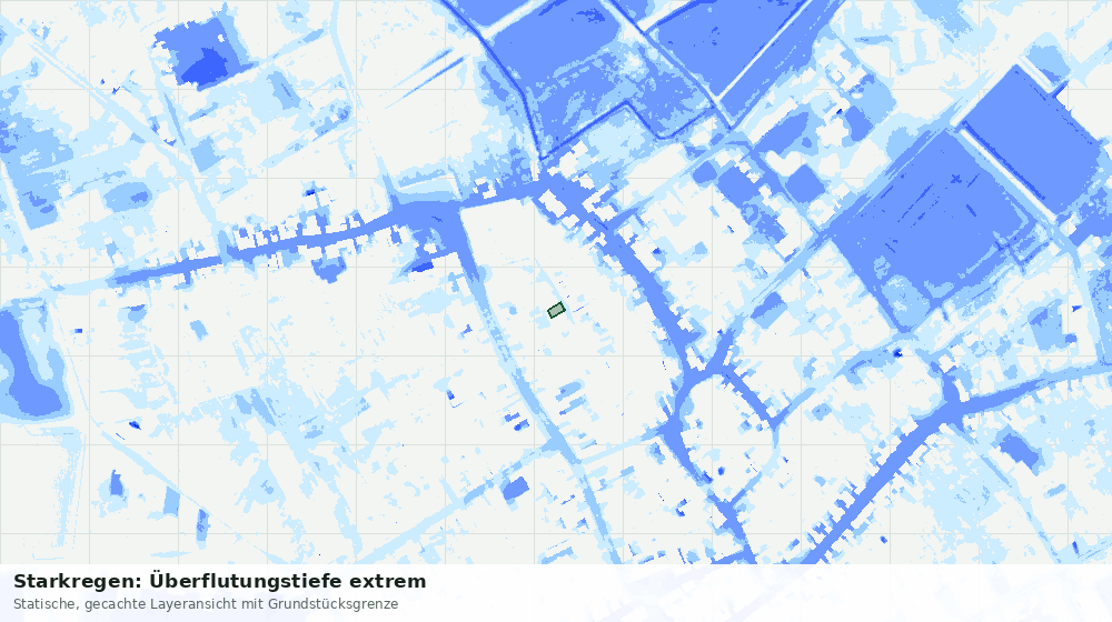 Statische Kartenansicht: Starkregen: Überflutungstiefe extrem