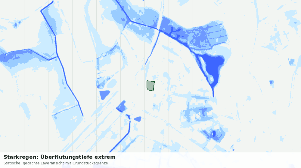 Statische Kartenansicht: Starkregen: Überflutungstiefe extrem