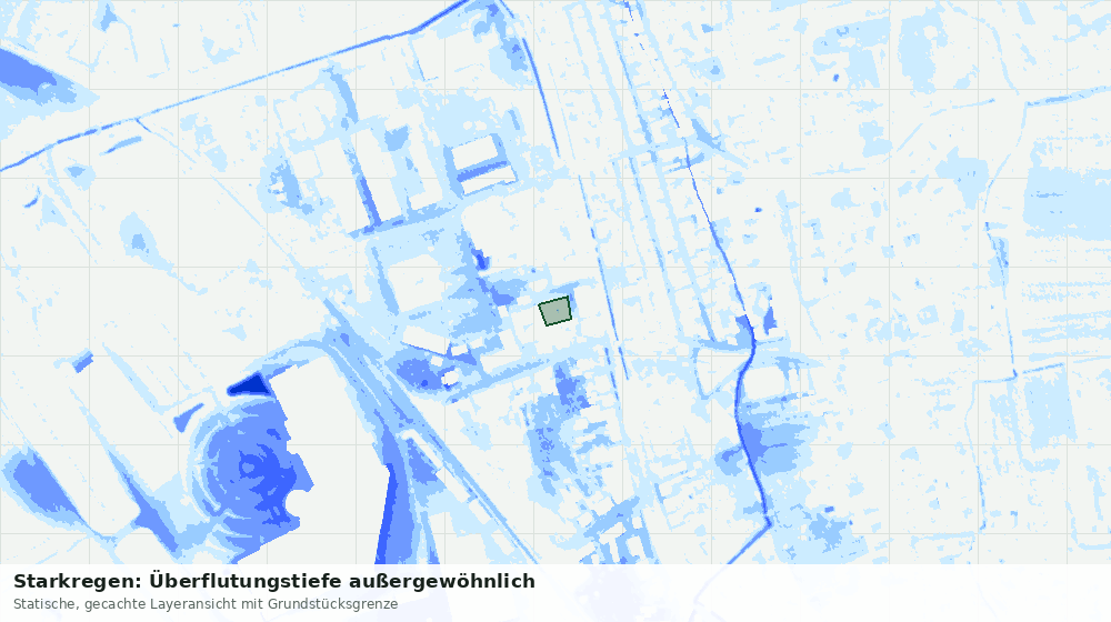 Statische Kartenansicht: Starkregen: Überflutungstiefe außergewöhnlich
