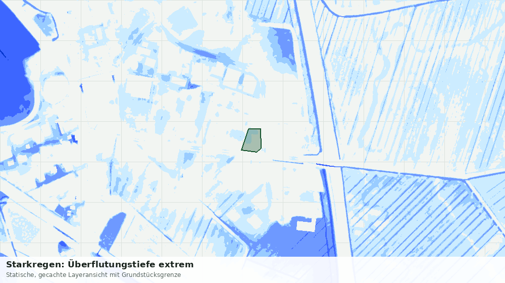 Statische Kartenansicht: Starkregen: Überflutungstiefe extrem